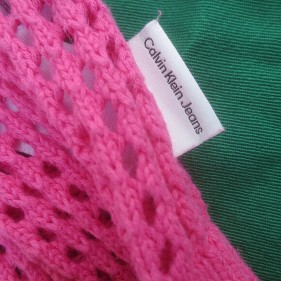 Calvin Klein Pink 100% Cotton Knit Style Women's Pullover Short Body Sweater - Picture 4 of 13